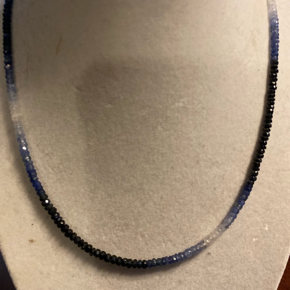 42.2 ct sapphire blue/silver necklace @16”